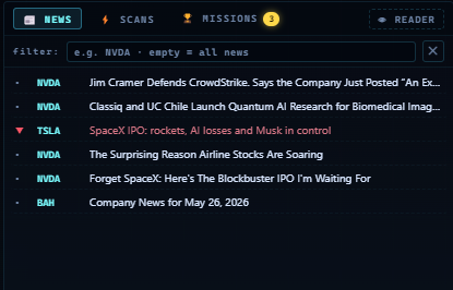 EVE news ticker and article projection.